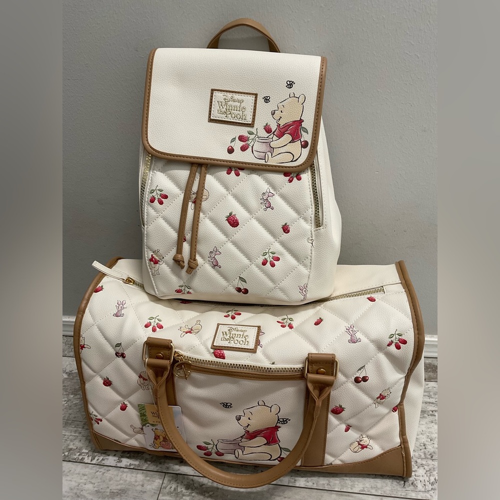 NWT Winnie the pooh cherry weekender bag and backpack